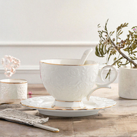 Ensemble tasse à thé et soucoupe en céramique à motifs floraux, 200 ml, tasse à café en porcelaine pour le thé de l'après-midi, cadeau
