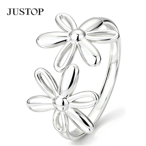 JUSTOP 925 Silver Plated Cocktail <b>Ring</b> Ball Pattern Modern Fashion Jewelry Unisex Daily Wear - Product Image 2