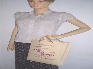 Jyoti Webs Sunny Wedding Invitation Recycled Paper Foldable Shopping <b>Bag</b> with Rope Handle Medium Size - Product Image 2