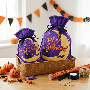 Borsa Non tessuta stampata su ordinazione all'ingrosso della coulisse la decorazione del partito <span class=keywords><strong>di</strong></span> <span class=keywords><strong>Halloween</strong></span> per la caramella per gli scopi promozionali - Product Image 1