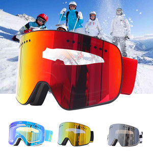 New Flexible TPU frame anti fog lens ski glasses snow goggles with custom brands elastic strap - Product Image 3