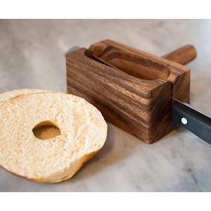 Nouveauté : Outils de cuisine pour le petit-déjeuner, support en bois d'acacia naturel, coupe-bagels, <span class=keywords><strong>trancheuse</strong></span> à bagels, coupe-bagels en bois - Product Image 3
