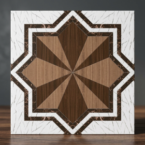 กระเบื้องปูพื้นเซรามิกขนาด 300x300 มม. ลายไม้แบบ Wood Book Match ผิวด้าน สไตล์ Rustic สำหรับห้องนั่งเล่น - Product Image 5
