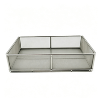 BingRong Organisateur de tiroir de bureau en acier inoxydable, plateau en treillis métallique rectangulaire, panier de rangement pour fournitures de bureau et petits accessoires