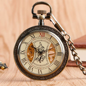 <span class=keywords><strong>Montre</strong></span> de poche mécanique manuelle en bronze à chiffres romains de luxe à face ouverte avec chaîne pour <span class=keywords><strong>homme</strong></span> cadeau <span class=keywords><strong>vintage</strong></span> - Product Image 3