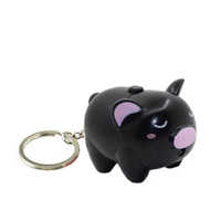 Mini lampe torche LED en plastique en forme de cochon de dessin animé avec effet sonore, porte-clés mignon en forme de cochonnet