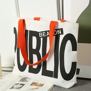 LOW MOQ Custom Printed Logo Structured Sustainability Tote Bag Organic Cotton Color Gift Canvas Shopping Bag with Outside Pocket