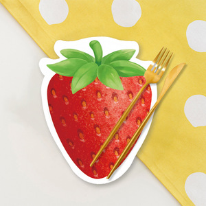 Assiette en papier jetable créative en forme de fraise, style estival, pour fête d'anniversaire, assiette à gâteau - Product Image 3