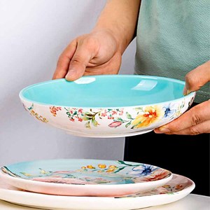 Vajilla de cerámica de estilo bohemio, platos de cena de cerámica, placa de calcomanía de Color para decorar - Product Image 3