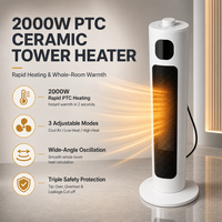 Pemanas Kipas Keramik Pemanasan Cepat PTC Osilasi Lebar Tenang Timer Dapat Diatur 3 Mode Ruang Tamu Kantor Produsen OEM ODM