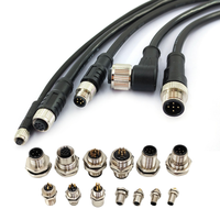 Sensor M12 de 2, 3, 4, 5, 6, 7, 8, 12 y 17 pines, Tipo A, B, D, Codificado X, CE/RoHS, PVC, Conector de Cable Macho y Hembra
