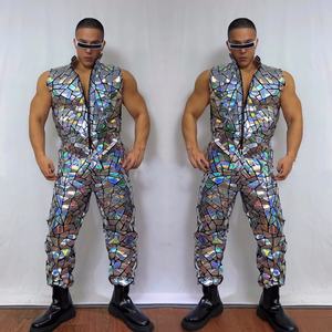 Traje de actuación unisex con lentes de espejo fantasma para fiestas temáticas de baile láser, <span class=keywords><strong>discotecas</strong></span>/bares, uniforme de trabajo de una pieza - Product Image 1