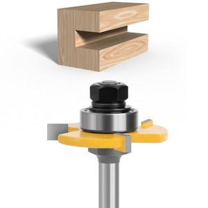 Fraise en forme de T à roulement à billes jaune, longueur de coupe de 8 mm, 2 cannelures pour le travail du bois - Product Image 1