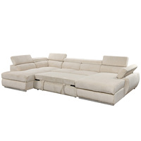 Sofá Cama Convertible de Dos Plazas en Forma de U, Diseño Europeo, sin Brazos, Modular, con Tapizado de Terciopelo y Relleno de Esponja, para Apartamentos