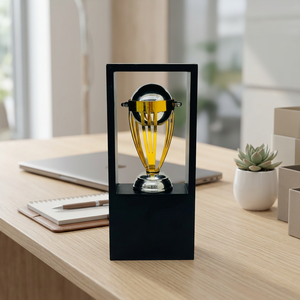 Vitrine moderne pour trophée de cricket en métal avec finition dorée et base noire, trophée de cricket finition dorée, vitrine de présentation en métal pour trophée de cricket B - Product Image 4