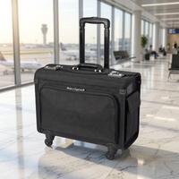 Chariot de voyage à roulettes en polyester personnalisé OEM pour avion de ligne Bagages de pilote à la mode avec fermeture à glissière