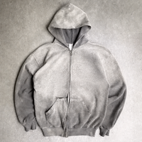 Sweat à capuche zippé oversize en coton délavé effet vieilli style streetwear personnalisé pour homme