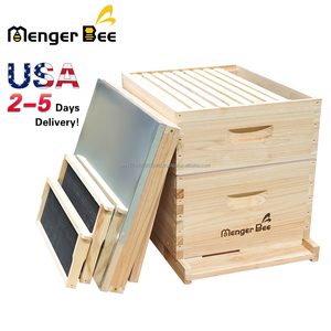 รังผึ้งไม้สนใหม่ 2 ชั้น ขัดเงา แบบแลงสโตรธ 10 เฟรม อุปกรณ์เลี้ยงผึ้งแบบยังไม่ประกอบ - Product Image 1