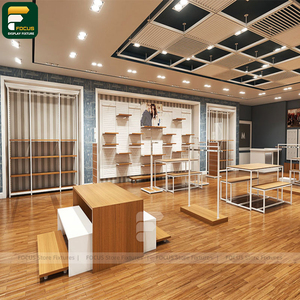 Modern Clothing Boutique Garment Rack Display Cabinet Wall Panel <b>Reception</b> <b>Counter</b> Lighting Showcase Unit - Product Image 2