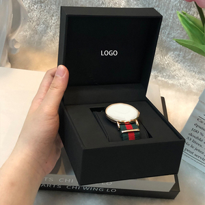 Luxury <b>Black</b> PU Leather Single Watch Box Flip Top Wrist Watch Storage Gift Packaging Box Custom Logo Wholesale Factory - Product Image 1