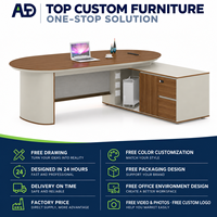 Bureau de direction de luxe en mélamine MDF avec tiroirs de rangement, table de direction pour bureau de PDG