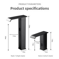 Robinet de lavabo intelligent à induction infrarouge en acier inoxydable, sans poignée, à installation monotrou, pour lavabo cascade