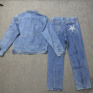 Giacca Bomber in <span class=keywords><strong>Denim</strong></span> Traspirante da Uomo con Logo Frontale Stile Retrò, Colletto Alto, Stile Americano High Street, Hip Hop, Giacca Invernale da Moto - Product Image 2