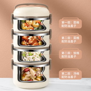 304 Stainless Steel Round <b>Lunch</b> <b>Box</b> <b>Insulated</b> Leak Proof Bento <b>Box</b> Thermal Container For Meal Prep - Product Image 1
