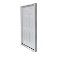 Porte d'entrée battante classique en acier à 6 panneaux, étanche, pour appartement et hôtel, à prix abordable