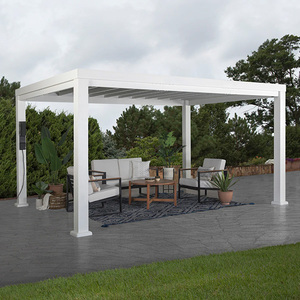 Pergola moderne blanche motorisée à lames orientables, résistante aux intempéries, en aluminium, pour balcon, avec angle réglable et design bioclimatique - Product Image 2