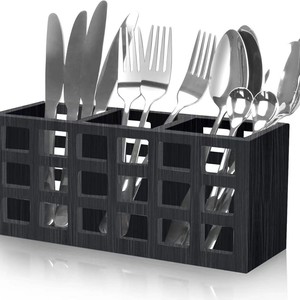 Wooden knife and fork <b>storage</b> <b>box</b>, party chopsticks and spoon <b>storage</b> <b>box</b>, rectangular <b>kitchen</b> cutlery <b>box</b>, restaurant tabletop - Product Image 2