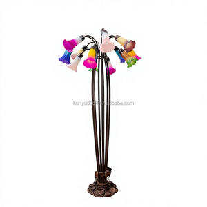 Lampadaire LED en fer et verre soufflé de style européen à 12 têtes avec commande tactile pour salon, chambre et bureau – Éclairage décoratif - Product Image 6