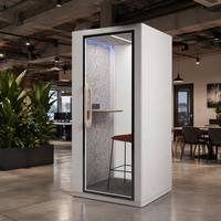 Cabine téléphonique insonorisée pour bureau, cabine acoustique individuelle avec bureau, prise de courant, système de ventilation LED pour le lieu de travail