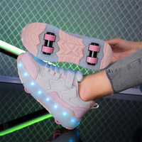 Patins à roulettes en polyuréthane à LED rechargeables, à double rangée de roues, pour enfants et adultes, toutes saisons, vente en gros transfrontalière directe usine
