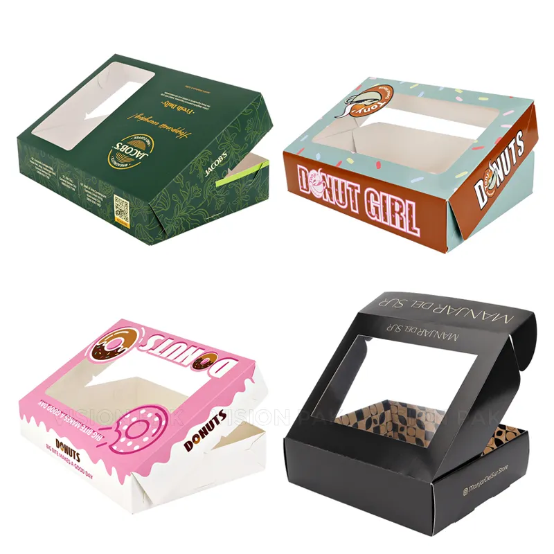 Wholesale Custom Bakery Cake Donuts Pastry Box With Window And Custom Logo Gift Boxes With Window