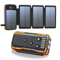 Güneş Enerjili Şarj Cihazı Powerbank 48000mAh Kablosuz Taşınabilir Şarj Cihazı Dahili 4 Kablo ve 4 Güneş Paneli