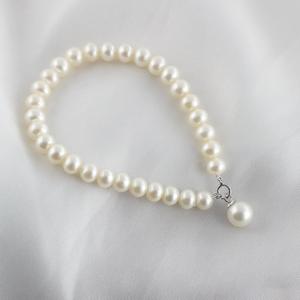 Pulsera de Perlas de Agua Dulce Casi Redondas de 6mm con Colgante, Estilo Juvenil y Elegante, con Buena Luminosidad - Product Image 1