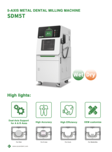 Camdent SDM5T Fraiseuse dentaire CAD CAM 5 axes humide et sec à double usage pour laboratoire/clinique dentaire - Product Image 6