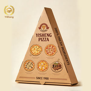 Boîte à pizza en carton ondulé imprimée sur mesure, jetable, en papier kraft, design triangulaire pour tranches, emballage alimentaire <span class=keywords><strong>plat</strong></span> - Product Image 2