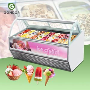 Vitrine Réfrigérée Automatique pour Gelato, 18 Plateaux, pour Crèmes Glacées Dures, Style Italien et Thaïlandais, Réfrigérateur Hôtelier - Product Image 1