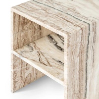 Table basse en marbre travertin naturel Wabi-Sabi avec rangement pour salon, chambre, villa, maison, cadre en bois moderne