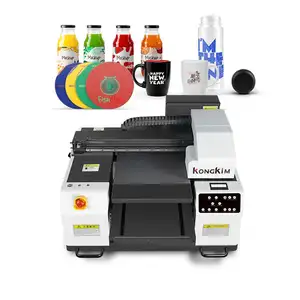 Hoge Snelheid UV-Coating Vernis Printer A1 A2 A3 Led Uv Dtf Flatbed Met Roterende Inkjet Digitale Fles Glazen Drukmachine