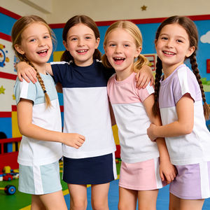 Conjuntos de Ropa para Niñas, Vestidos Casuales de Algodón Sólido y Transpirable para Bebés, Conjuntos de 2 Piezas con Logotipo Personalizado, Ropa de Verano para Niños - Product Image 2
