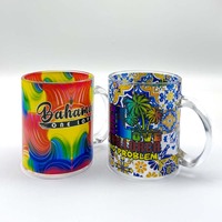 Mug Kopi Kaca Pulau Warna-warni Cetak Souvenir Perjalanan Hadiah Kustom Gambar Destinasi Peralatan Minum untuk Toko Wisatawan