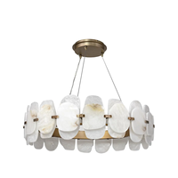 Vente de luminaires suspendus en pierre d'albâtre naturelle nordique, style luxueux pour salon et salle à manger, grand lustre en albâtre