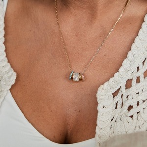 Collar de moda personalizado Diy Charm colgante 14K chapado en oro círculo piedra de nacimiento con collar de diamantes - Product Image 5