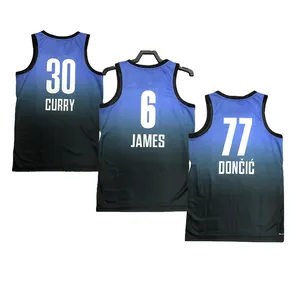 30 Curry 77 Doncic Blauwe Basketbal Truien Shirts Pers Klassiek Uniform Sportvest 2022 2023