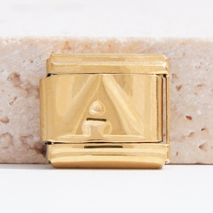 Accesorios de Moda para Pulseras: Dijes de Letras Convexas de Acero Inoxidable Bañado en Oro, para Pulseras de Charms Italianos DIY - Product Image 2