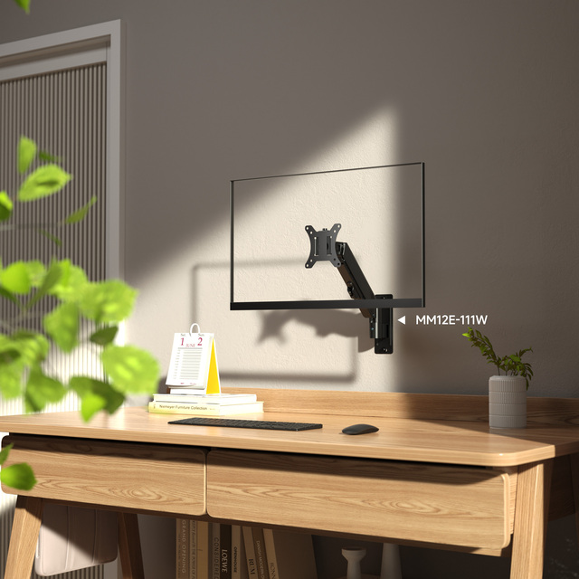 Gas Spring Wall Mount Monitor Arm Alloy Steel Heavy Duty Monitor Bracket Full Motion VESA Mount Holder 32 Inch AUKI