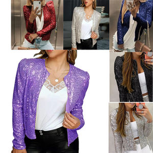 เสื้อโค้ทสำนักงานของผู้หญิงแจ็กเก็ตปักเลื่อมปกตั้งแฟชั่น - Product Image 5